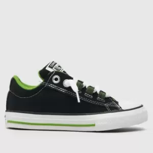 image of Converse Black & Green Street Lace Loop Boys Junior Trainers