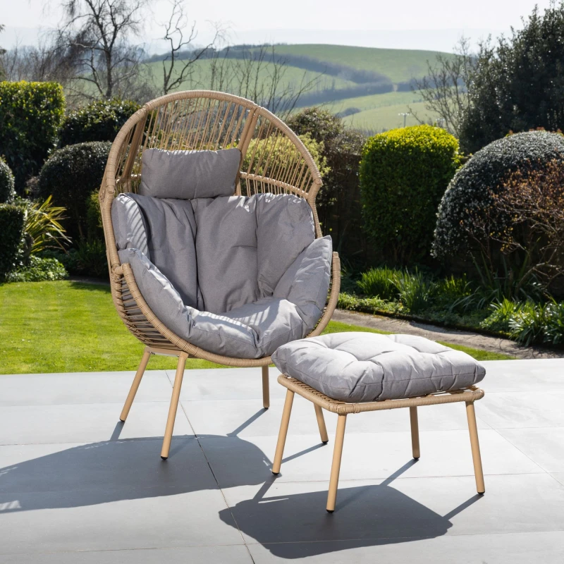 Image of Artemis Home Nestara Standing Egg Chair & Stool in Light Grey Light Grey Unisex