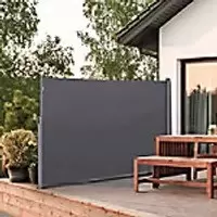 Image of Outsunny Pull-Out Side Awning Sun Protection Steel Frame Retractable Privacy Grey 3x2M