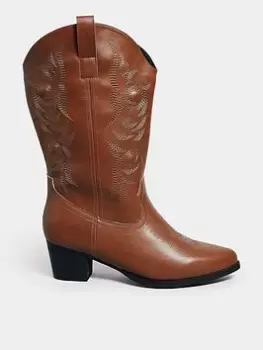 Image of Yours Yours Extra Wide Fit Cowboy Boot Calf Tan, Brown, Size 8, Women