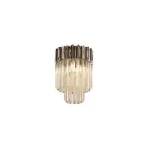 Image of Poland Ceiling Lamp Round 3 Light E14, Polished Nickel, Cognac Sculpted Glass