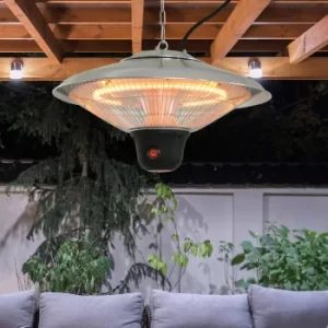 Image of Alfresco Hanging Electric Patio Heater with Remote Control 1.5KW, Silver