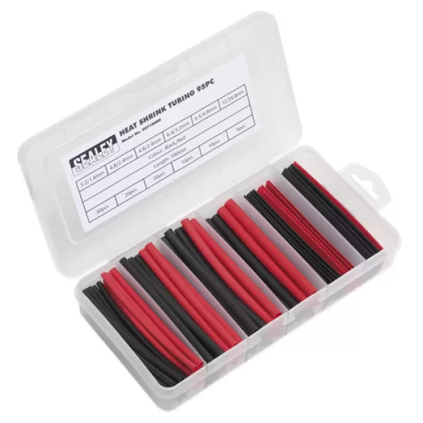 image of Genuine SEALEY HST100BR Heat Shrink Tubing Assortment 95pc 100mm Black & Red