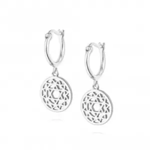 image of Heart Chakra Drop Silver Earrings ECHK1004