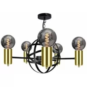 image of Keter Solar Pendant Ceiling Light Black, Gold, 60cm, 5x E27