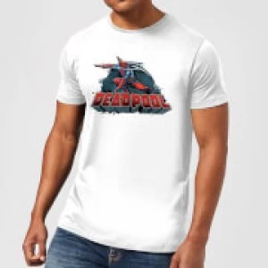 Image of Marvel Deadpool Sword Logo Mens T-Shirt - White - 3XL