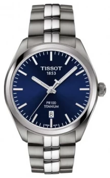 image of Tissot Mens PR100 Titanium Blue Dial Quartz T1014104404100 Watch