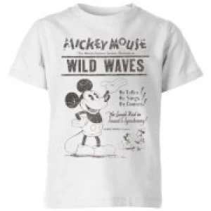 Image of Disney Retro Poster Wild Waves Kids T-Shirt - White - 11-12 Years