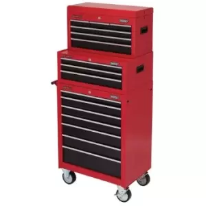 Image of Draper 04331 Combination Roller Cabinet and Tool Chest, 16 Drawer, Red
