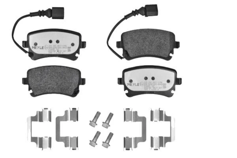 Image of MEYLE 025 233 2617-1/PD Brake pad set Rear Axle, incl. wear warning contact, with accessories, MEYLE-PD Quality, with anti-squeak plate Brake Pad Set