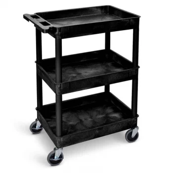 Image of GPC Super Strength Plastic Multi Purpose Trolleys Deep 3 Shelf Trolley