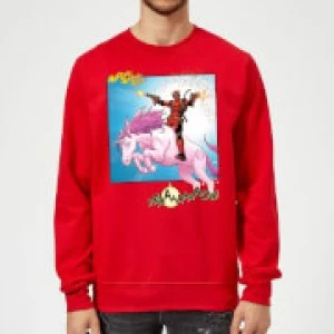 Image of Marvel Deadpool Unicorn Battle Sweatshirt - Red - L