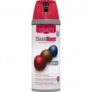 image of Plastikote Premium Satin Aerosol Spray Paint Real Red 400ml