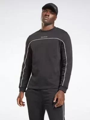 Image of Reebok Training Essentials Piping Crew Sweatshirt, Navy Size M Men