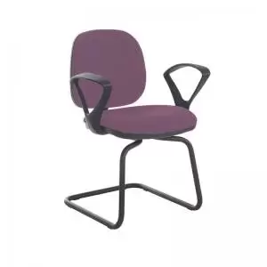 image of Jota fabric visitors chair with fixed arms - Bridgetown Purple