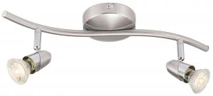 Image of Wickes Bullet LED Brushed Chrome 2 Bar Spotlight - 2 x 3.5W