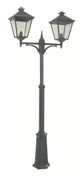 image of Turin Grande 2 Light Twin Outdoor Post Lantern Black IP54, E27