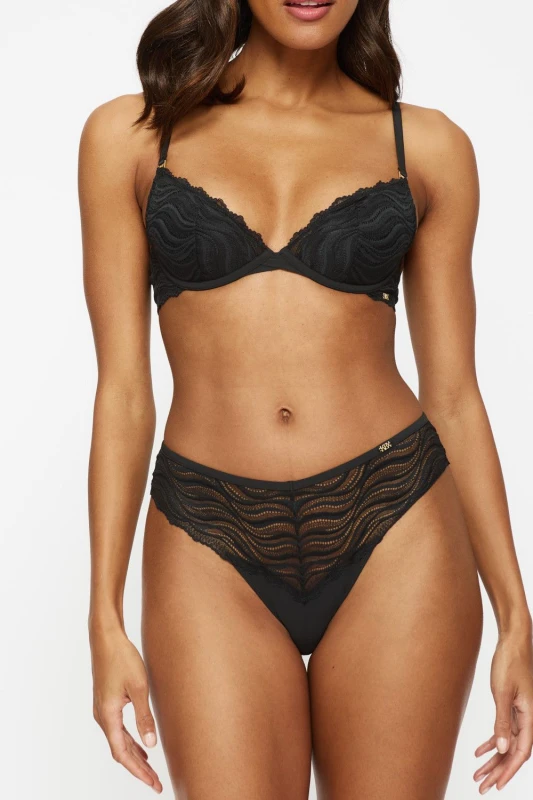 Image of KBX Womens Lola High Waisted Thong in Black Size: 10 Black Female 10
