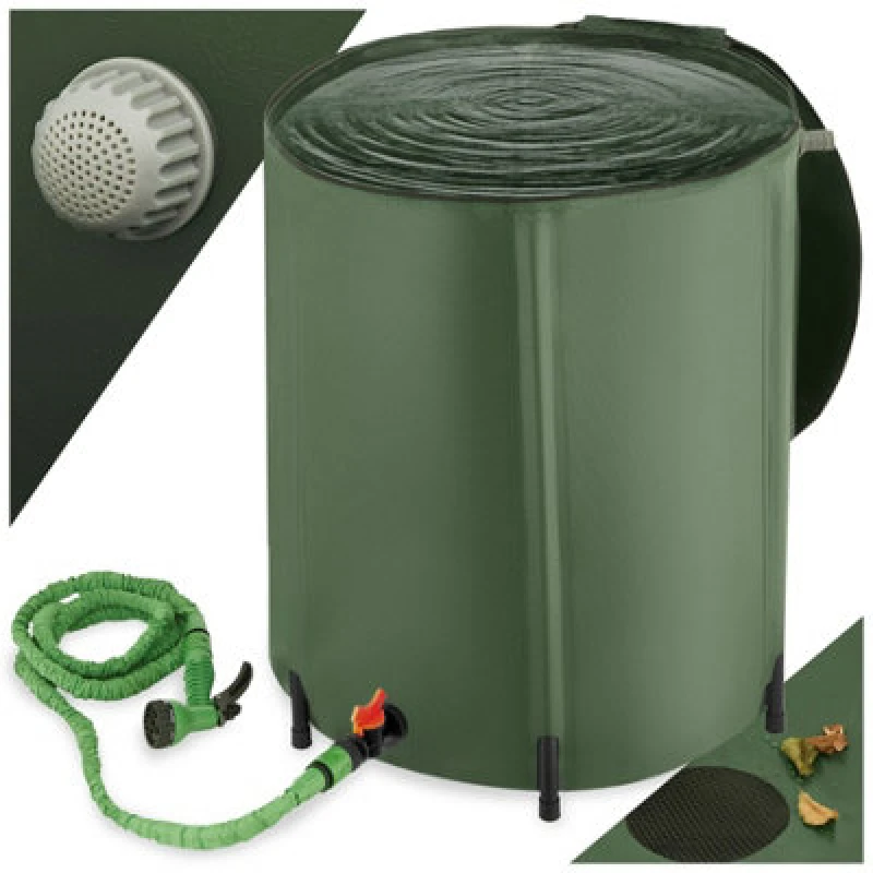 Image of Tectake Water Butt - Tap And Overflow Protection, Foldable Weather Resistant - 200 L