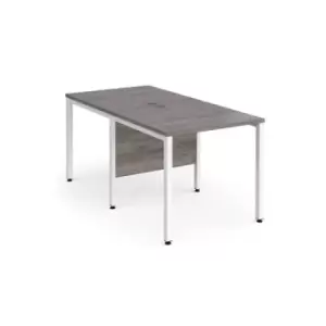 Image of Maestro 25 back to back straight desks 800mm x 1600mm - white bench leg frame and grey oak top