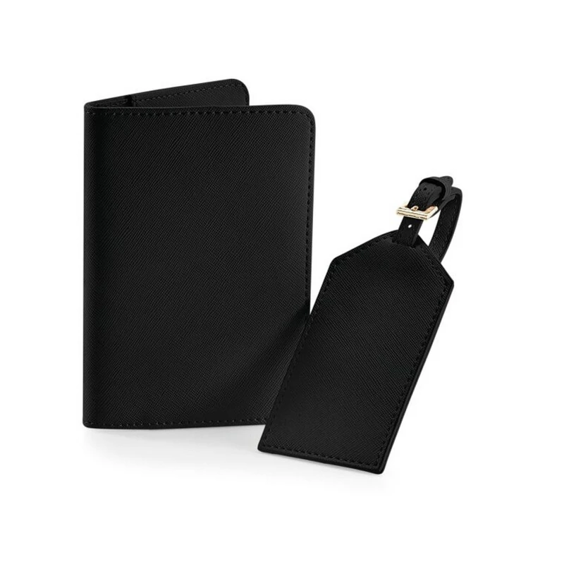 Image of Bagbase Mens Boutique Passport Holder & Luggage Tag Set in Black Male One Size