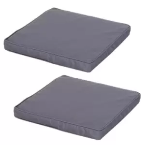 image of Outsunny Set Of 2 Square Chair Cushions Removable Covers Foam Padding Tie Fastenings Grey