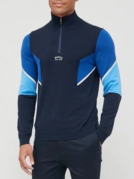 Image of Hugo Boss Athleisure Zofin Half Zip Jumper Navy Size 2XL Men