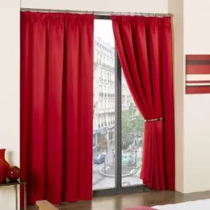 Image of Emma Barclay Cali Thermal Woven Blackout Pencil Pleat Curtains, Red, 46 x 72 Inch