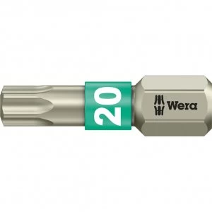 image of Wera Torsion Stainless Steel Torx Screwdriver Bit T20 25mm Pack of 1