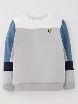 image of Lyle & Scott Boys Cut & Sew Crew Neck Sweat - Grey, Size 10-11 Years