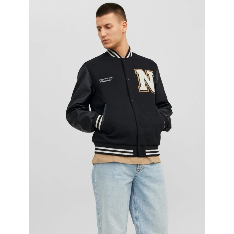 Image of Jack and Jones College Wool Blend Bomber Jacket - Black XS