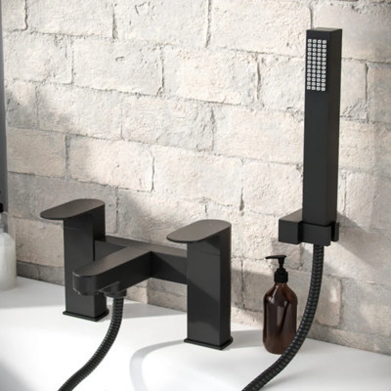 Image of Nes Home Luxury Bath Filler Tap Shower Mixer With Handset Kit Matte Black