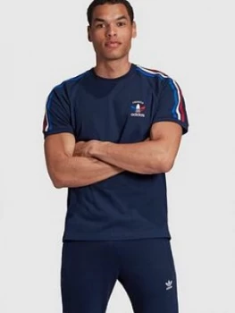Image of Adidas Originals 3 Stripes France T-Shirt - Navy