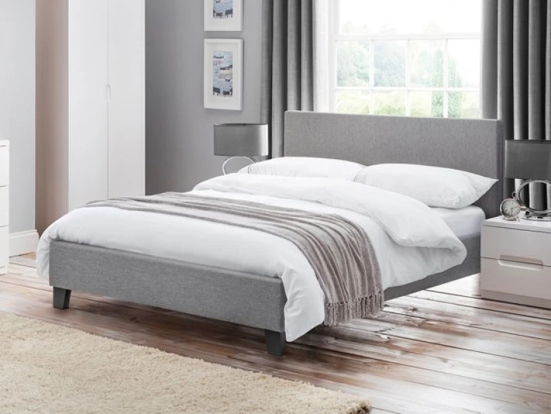 Image of Julian Bowen Rialto 4ft Small Double Grey Linen Fabric Bed Frame