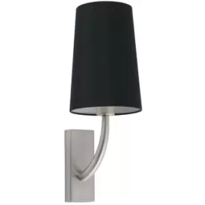 image of Faro Lighting - Faro Rem Matt Nickel, Black Shade Wall Lamp