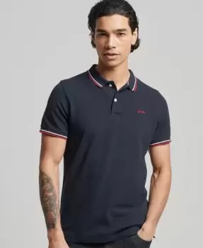 Image of Superdry Mens Organic Cotton Vintage Tipped Polo Shirt Navy / Natural - Size: Xxxl