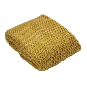 image of Paoletti Elina Crochet Knit Throw Acrylic Ochre