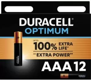 Image of DURACELL Optimum AAA Alkaline Batteries - Pack of 12