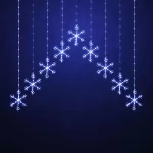 image of Festive 120cm x 120cm Snowflake Curtain Light Cool White