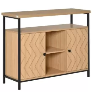 Image of Homcom Chevron Pattern 2 Door Sideboard With Adjustable Shelves Wood Effect