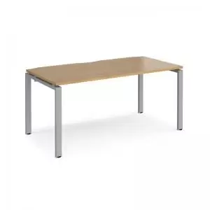 image of Adapt single desk 1600mm x 800mm - silver frame and oak top