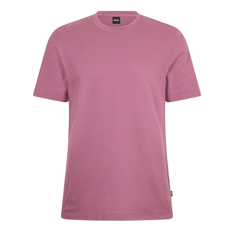 Image of Boss Mens Tiburt Bubble Structure Cotton Short Sleeve T-Shirt Bright Purple male Small