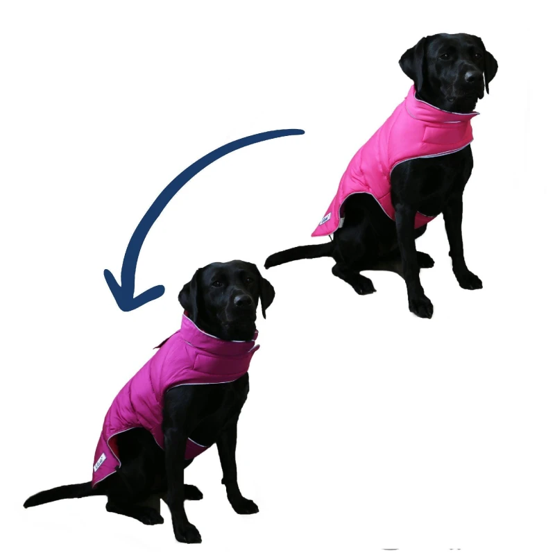 Image of Ancol Viva Reversible Adjustable Dog Puffer Coat Pink