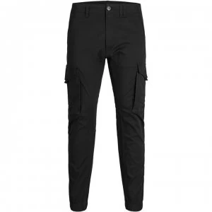 image of Jack and Jones Flake Slim Stretch Cuffed Cargo Pants - Black