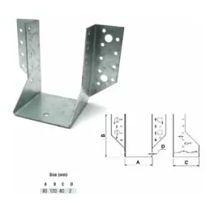 Image of Moderix - Jiffy Timber Joist Hangers Decking Lofts Roofing Zinc Packs - Size 80x120x80x2mm - Pack of 20