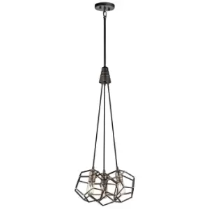 Image of 3 Bulb Chandelier Hanging Pendant LIght Raw Steel LED E27 100W Bulb