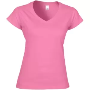 Image of Gildan Ladies Soft Style Short Sleeve V-Neck T-Shirt (M) (Azalea)