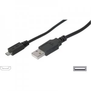 Image of Digitus USB 2.0 Cable [1x USB 2.0 connector A - 1x USB 2.0 connector Micro B] 1.80 m Black