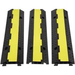 Image of VEVOR 3 Pack Rubber Cable Protector Ramp, 2 Channel, 12000 lbs/axle Capacity Heavy Duty Hose Wire Cover Ramp Driveway, Traffic Speed Bump w/ Flip-Open