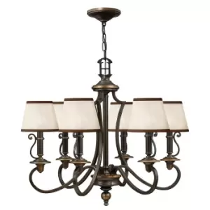 Image of 6 Bulb Chandelier Hanging Pendant LIght Olde Bronze LED E14 60W Bulb